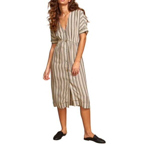 RVCA Smith Striped v neck Midi Dress Size S - Picture 8 of 8